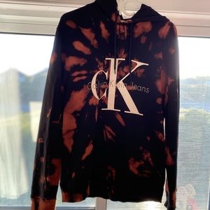 Reverse tie dyed Calvin Klein hoodie.
